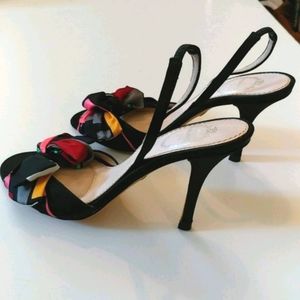 Emilio Pucci Color Block Silk Bow 3" High Heels 36